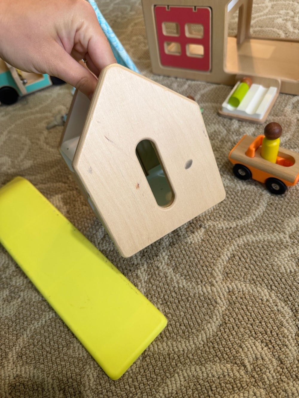 Lovevery Wooden Playhouse & Vehicle Set in Yellow and Teal - Picture 7 of 9